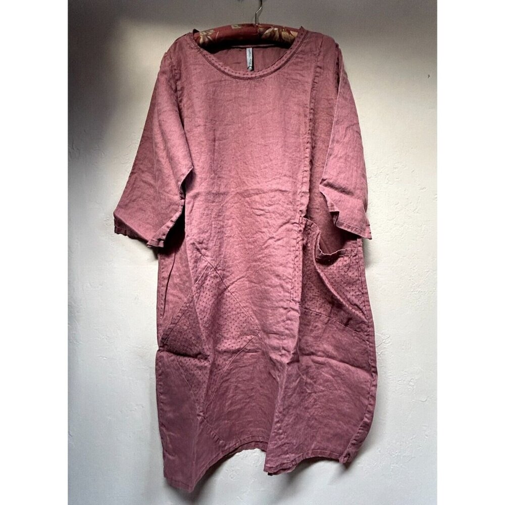 Cynthia Ashby Women A-Line Canyo Apex Dress Medium Oversized Linen Lagenlook New